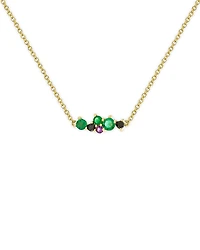 Sydney Evan Wicked x Sydney Evan 14K Yellow Gold Gemstone & Black Diamond Elphaba Cocktail Bar Necklace, 18