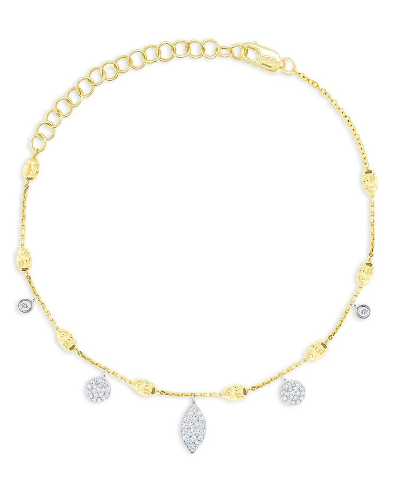 Two Tone Gold Pavé Diamond Charm Bracelet, 0.16 tcw