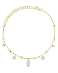 Two Tone Gold Pavé Diamond Charm Bracelet, 0.16 tcw