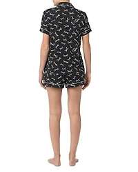 Printed Short Sleeve Boxer Pajama Set