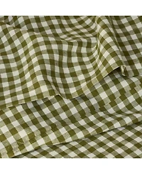 Gingham Linen Blend Fitted Sheet