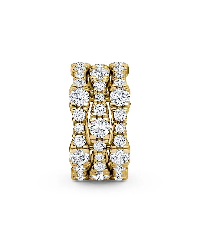 3 Row Pavé Ring 14K Yellow Gold, 4.65tw Round Brilliant Lab Grown Diamonds