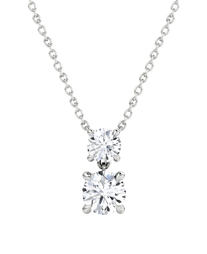 Signature Duo Drop Necklace 14K White Gold, 1.5ctw Round Brilliant Lab Grown Diamonds