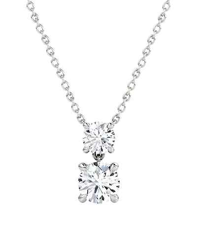 Signature Duo Drop Necklace 14K White Gold, 1.5ctw Round Brilliant Lab Grown Diamonds