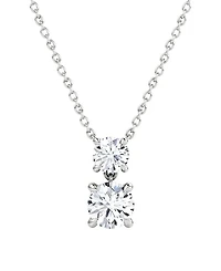 Signature Duo Drop Necklace 14K White Gold, 1.5ctw Round Brilliant Lab Grown Diamonds