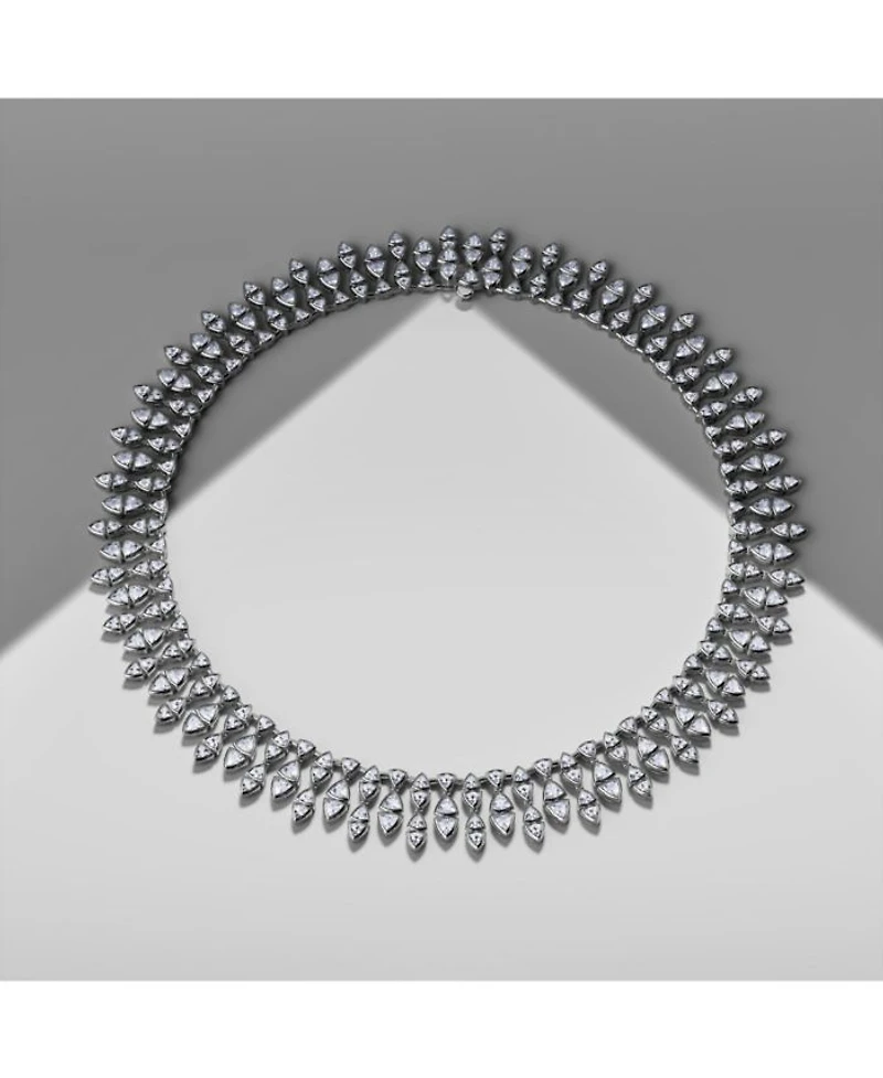 Trillion Cascade Necklace in 14K White Gold, 33ctw Trillion Lab Grown Diamonds