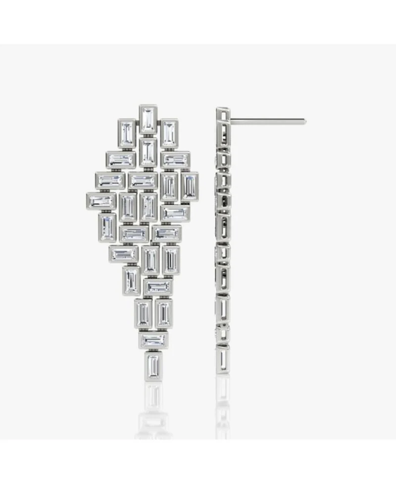 Baguette Cascade Earrings 14K White Gold, 12.5ctw Lab Grown Diamonds