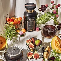 Bohemian Breakfast Black Tea Probiotic Rich Vanilla Puerh Tea for Digestion & Energy in Violet Glass Apothecary Jar, 6 oz.