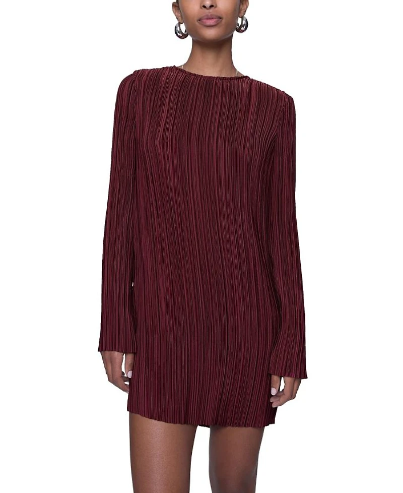Iris Pleated Long Sleeve Mini Dress