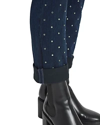 Studded High Rise Boyfriend Jeans Indigo