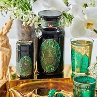 Emerald Cherry Blossom Pineapple Cream Green Tea in Violet Glass Apothecary Jar, 6 oz.