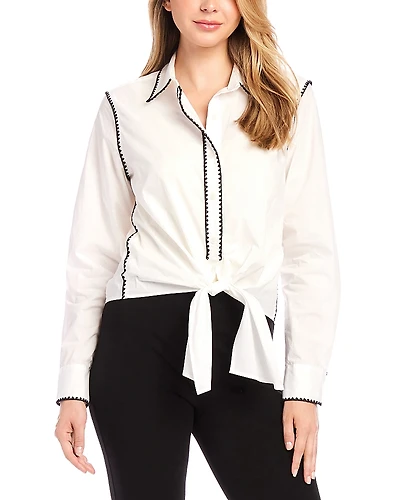 Karen Kane Contrast Trim Button Front Shirt