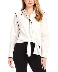 Karen Kane Contrast Trim Button Front Shirt