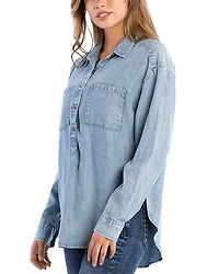 Indigo Half Button Shirt