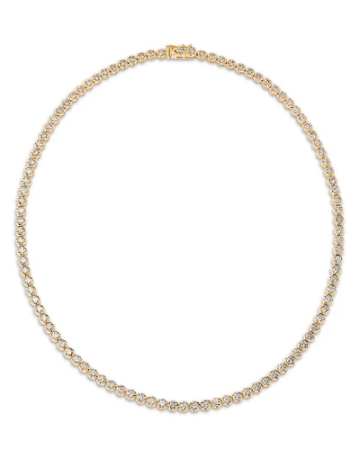 Diamond Crown Set Tennis Necklace 14K Yellow Gold and White Gold, 10.0 tcw