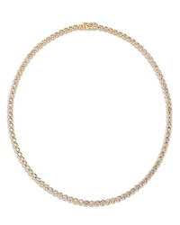 Diamond Crown Set Tennis Necklace 14K Yellow Gold and White Gold, 10.0 tcw
