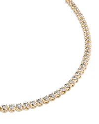 Diamond Crown Set Tennis Necklace 14K Yellow Gold and White Gold, 10.0 tcw
