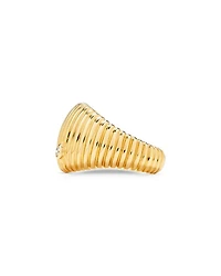 9K Yellow Gold Diamond Ribbed Ring, 0.04 tcw