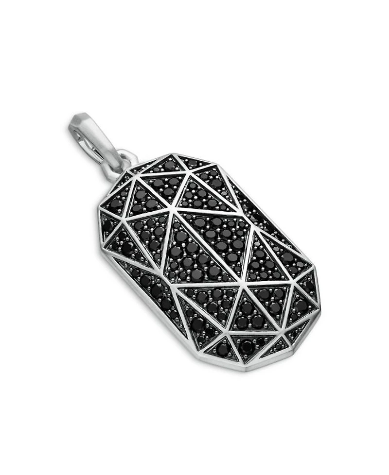 Men's Torqued Faceted Amulet in Sterling Silver with Diamonds