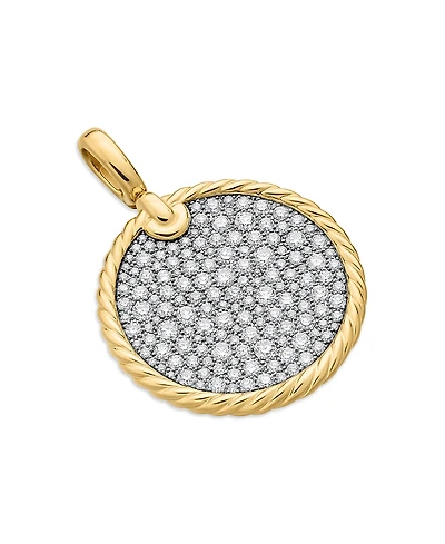 David Yurman 18K Yellow Gold Dy Elements Disc Pendant with Diamonds
