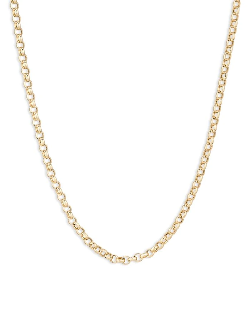 14K Yellow Gold Round Cable Link Chain Necklace, 17-18"
