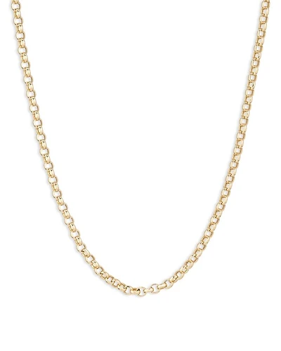 14K Yellow Gold Round Cable Link Chain Necklace, 17-18"