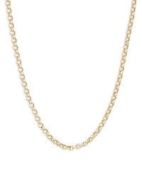 14K Yellow Gold Round Cable Link Chain Necklace, 17-18"