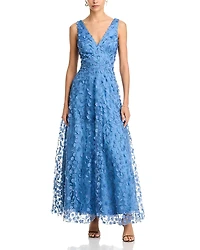 Eliza J 3D Flower V Neck Gown