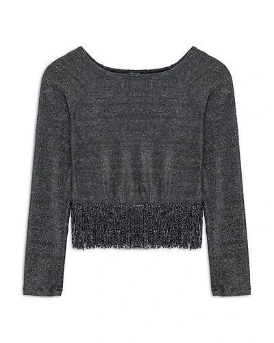 Girls' Metallic Knit Fringe Top - Big Kid