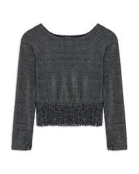 Girls' Metallic Knit Fringe Top - Big Kid