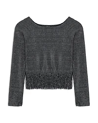 Truce Girls' Metallic Knit Fringe Top - Big Kid