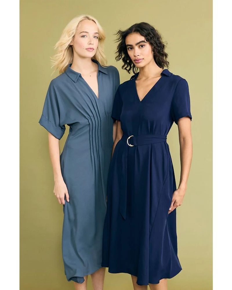 Pintucked Shirt Dress