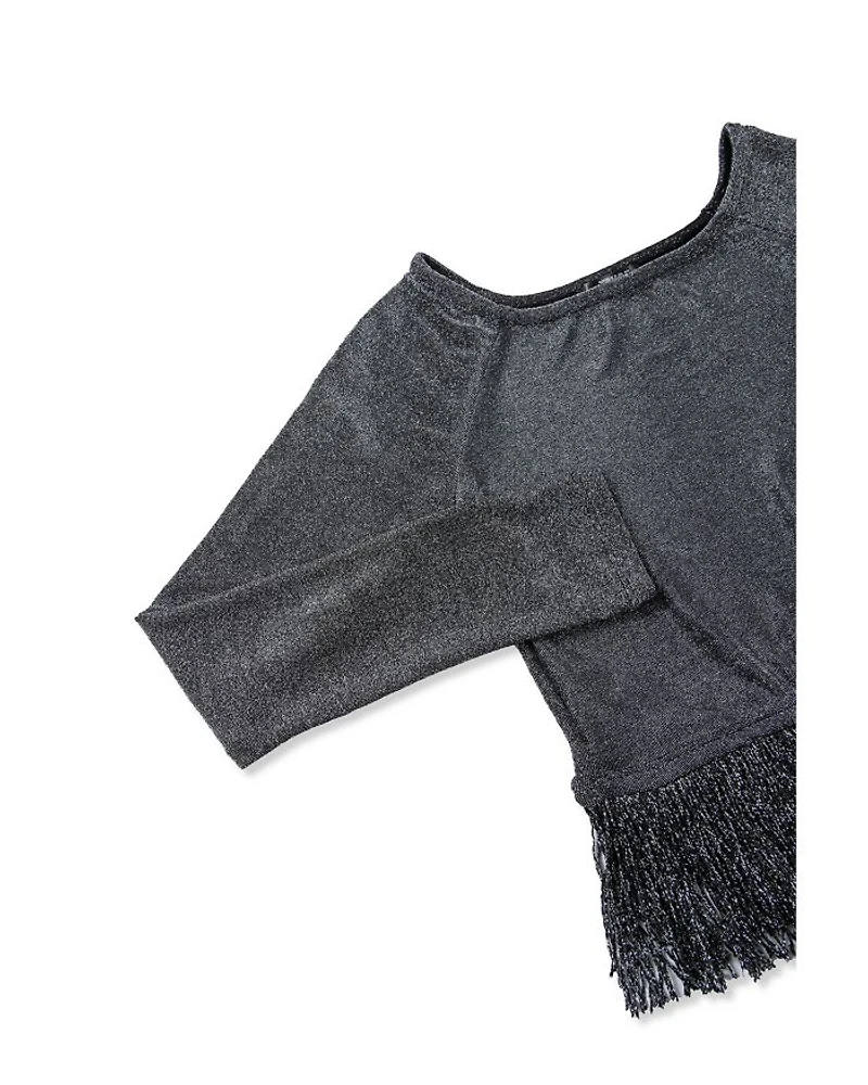 Girls' Metallic Knit Fringe Top - Big Kid