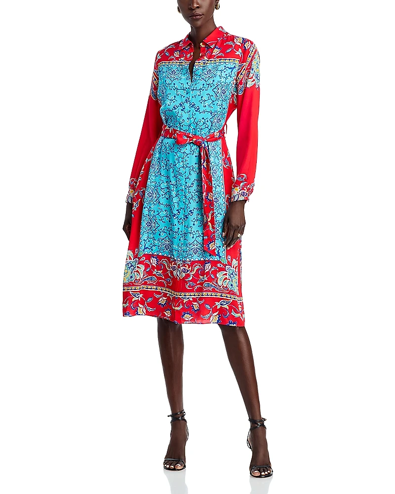 Elie Tahari Paulina Isle of Capri Tie Waist Printed Shirtdress