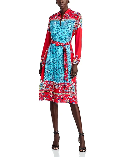 Elie Tahari Paulina Isle of Capri Tie Waist Printed Shirtdress