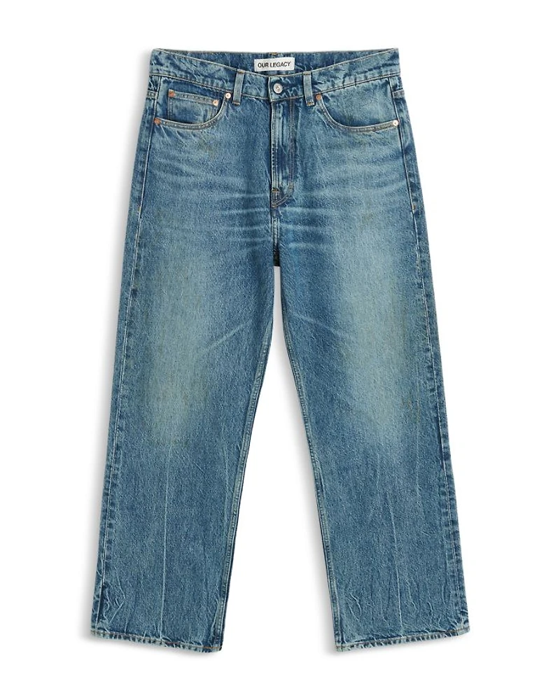 Third Cut Straight Fit Cropped Jeans Denim Blue