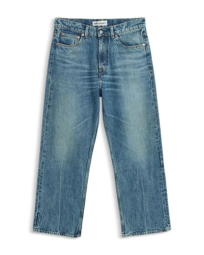 Third Cut Straight Fit Cropped Jeans Denim Blue
