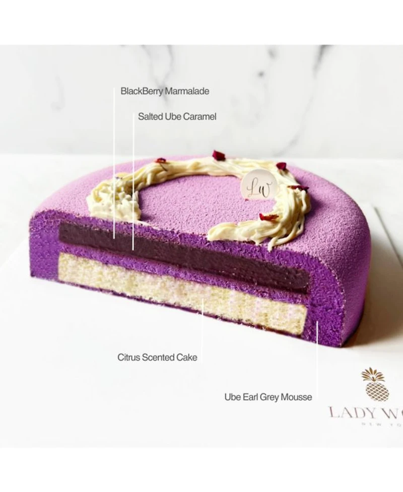 Ube Blackberry Entremet Cake