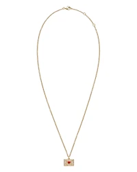 Yvonne Leon 18K Yellow Gold Necklace Ma Declaration Gray Diamond & Red Heart Envelope Pendant Necklace, 16.53