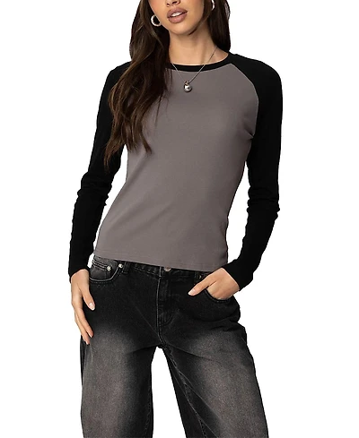 Edikted Tommi Raglan Long Sleeve T-Shirt