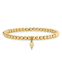 Sydney Evan Wicked x Sydney Evan 14K Yellow Gold Pure Emerald Hot Air Balloon Charm Beaded Stretch Bracelet