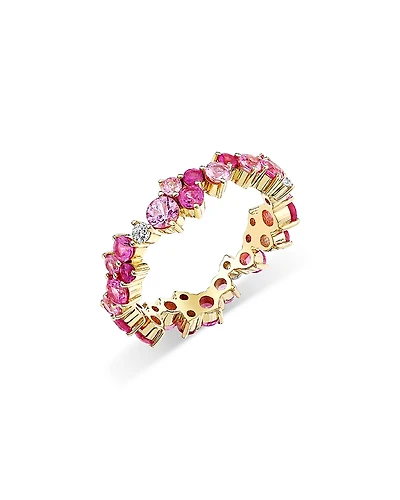 Sydney Evan 14K Yellow Gold Wicked Pink Sapphire, Amethyst, & Diamond Glinda Ring