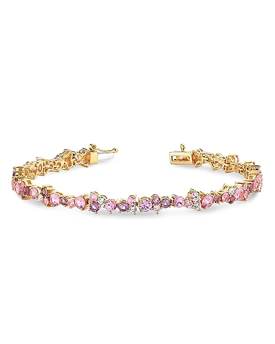 Sydney Evan Wicked x Sydney Evan 14K Yellow Gold Pink Sapphire, Amethyst & Diamond Glinda Bracelet