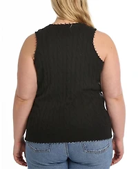 Plus Cotton Frayed Cable Tank Top