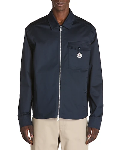 Moncler Cotton Stretch Garbardine Zip-Up Shirt Jacket