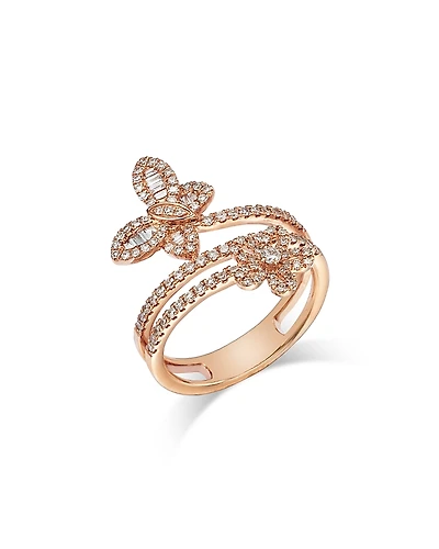 Bloomingdale's Fine Collection Diamond Butterfly & Flower Bypass Ring