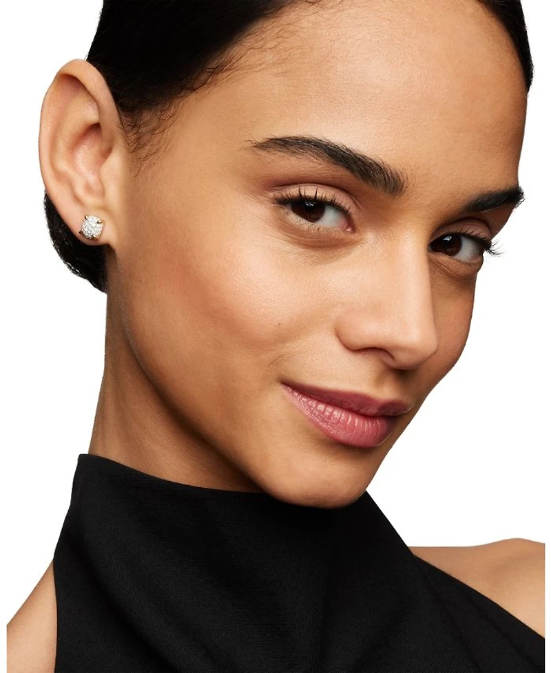 Chatelaine® Stud Earrings in 18K Yellow Gold with Pavé Diamonds, 8mm