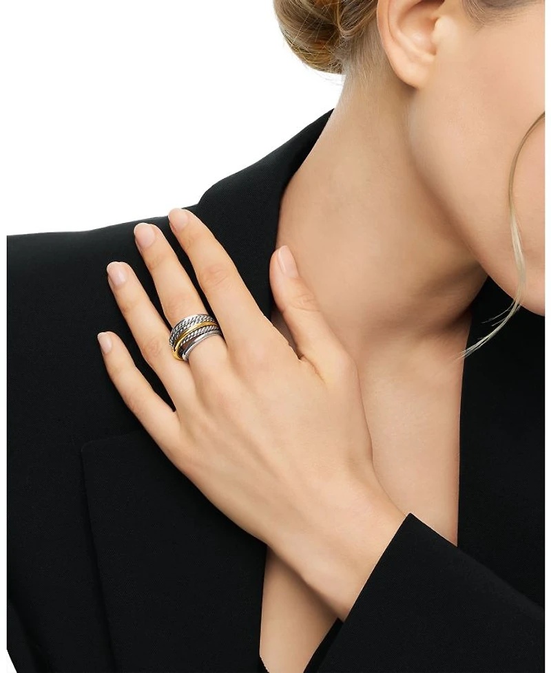 Crossover Narrow Ring with Gold