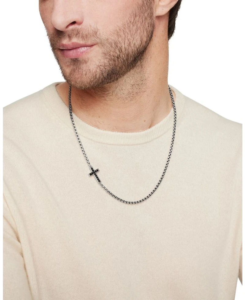 Men's Pavé Cross Necklace with Black Diamonds