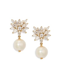 Nadri Sav Cubic Zirconia Cluster & Cultured Freshwater Pearl Drop Earrings